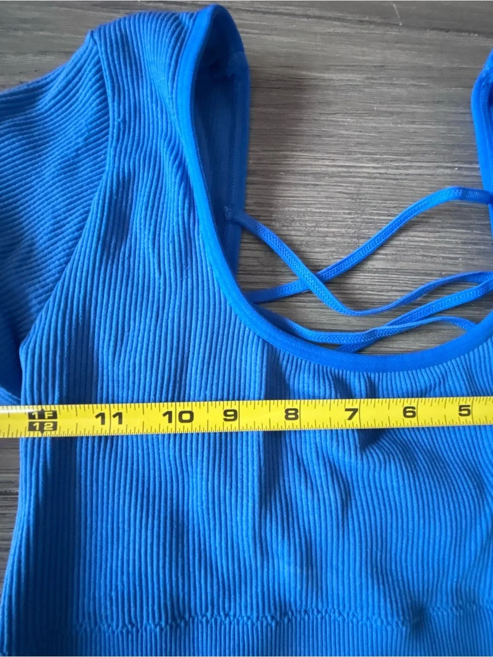 aerie Vibrant Blue Ribbed Short Sleeve Crop Top with Strappy Back